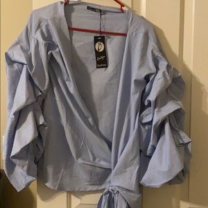 Boohoo flannel sleeve top